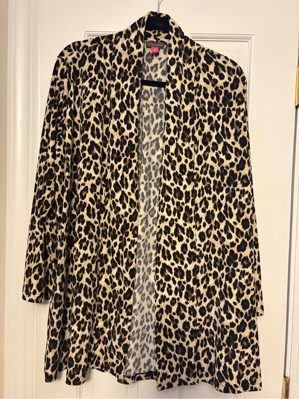 Vince Camuto Leopard-Print Open Cardigan Jacket - Beige & Black